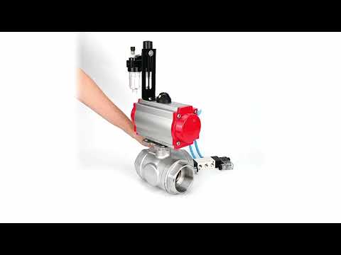 Ball valves Elephant BV3232P(4pc)-SP-3WL-T-ISO-H,  body material - Stainless steel AISI 316, seal - PTFE / PTFE / Teflon, with pneumatic actuator double action PA-DA, 4V320-10 220VATU AFC2000