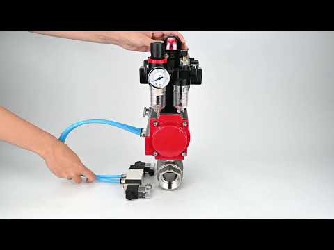 Ball valves Elephant BV3232P(2pc)-FP-T-ISO-H 16 bar, full bore coupling, stainless steel SS316, seal - PTFE, with double-acting PA-DA pneumatic actuator, with pneumatic distributor 4V320-10 220V, with LSU APL -410N EX, with ATU AFC2000