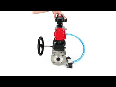 Ball valves Elephant BV3232P(2pc)-FP-F-ISO-H DN15-300 16 bar/16, full bore flanged, stainless steel SS316, seal - PTFE, with double-acting PA-DA pneumatic actuator, with pneumatic distributor 4V320-08 220V, with LSU APL-210N, with manual Doubler MON