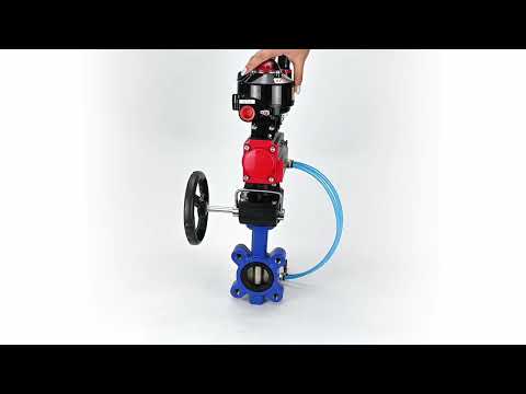 Vanne papillon d'eau Elephant WBV1616N-2W-Fb-H, matériau du corps - fonte QT450, matériau du disque - fonte QT450, joint - NBR, actionneur pneumatique PA-DA double action, 4V320-10 220V, BKV APL-510N EX, volant MON, BPV AFC2000
