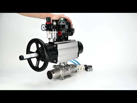Ball valves Elephant BV3232P(3pc)-FP-W-ISO-H LONG,  body material - Stainless steel AISI 316, seal - PTFE / PTFE / Teflon, with pneumatic actuator double action PA-DA-105-1, 4V320-08 220V, LSU APL-510N Ex, ATU AFC2000