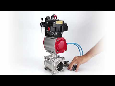 Ball valves Elephant BV3232P(3pc)-FP-W-ISO-H WDVF DN15-32 63 bar full bore, body - 316 stainless steel, seal - PTFE, for welding, with PA-SA pneumatic actuator, pneumatic distributor 4V320-10 220V, LSU APL-410N EX, ATU AFC2000