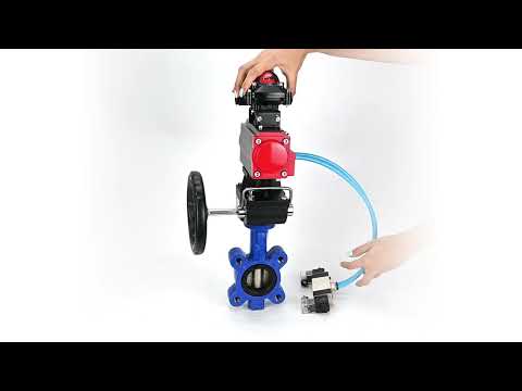 Vanne papillon d'eau Elephant WBV1616N-2W-Fb-H, matériau du corps - fonte QT450, matériau du disque - fonte QT450, joint - NBR, actionneur pneumatique PA-DA double action, 4V320-08 220V, BKV APL-210N, volant MON