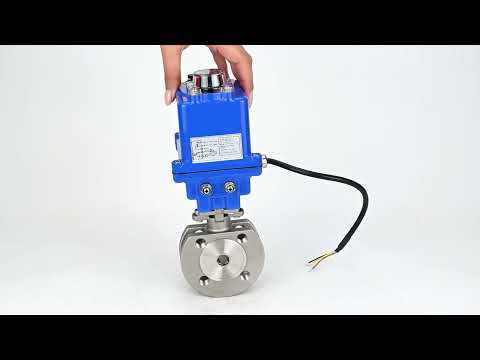 Válvula de bola de acero inoxidable Elephant BV3232P-FP-Fb PSI232, material del cuerpo - acero inoxidable AISI 316, junta - PTFE, paso completo, brida compacta, actuador eléctrico Elephant 003 azul 24 V