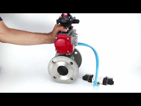 Ball valves Elephant BV3232P(2pc)-FP-F-ISO-H DN15-300 16 bar/16, full bore flanged, stainless steel SS316, seal - PTFE, with pneumatic actuator PA-SA with return springs, with pneumatic distributor 4V320-08 220V, with LSU APL-210N