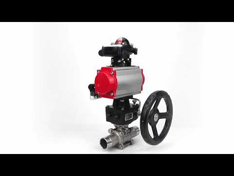 Ball valves Elephant BV3131P(3pc)-FP-W-ISO-H LONG DN50-150 full bore, body - stainless steel 304, for welding, with PA-DA pneumatic actuator, pneumatic distributor 4M310-08 24V, MON gearbox and block limit switches APL-210N