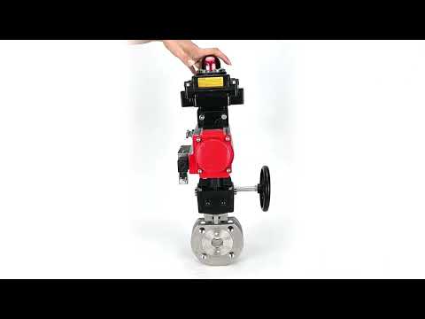 Válvula de bola de acero inoxidable Elephant BVсFP.316.200 PSI232, paso completo, brida compacta, actuador neumático Elephant DA doble efecto, anulación manual HDM, distribuidor neumático 4M310-08 24 V, bloque de interruptores de límite APL-410N EX