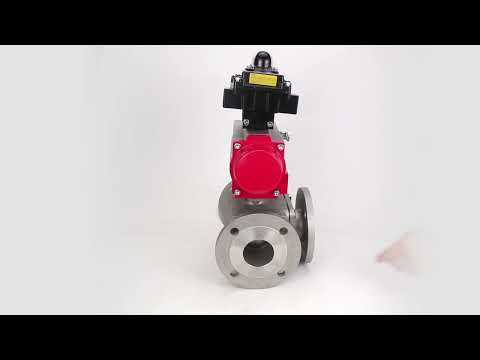 Ball valves Elephant BV3232P(4pc)-FP-3WL-F-ISO-H 16 bar full bore, flanged, body - stainless steel SS316, ISO flange F03/F04-F10/F12, square 9x9-19x19, with pneumatic drive Elephant PA-SA with return springs and LSU APL-410N EX