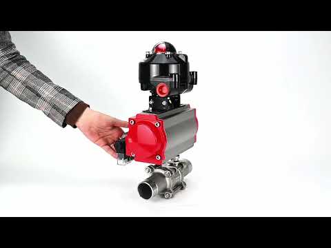 Vannes à boisseau sphérique Elephant BV3131P(3pc)-FP-W-ISO-H LONG DN10-150 passage intégral, corps - acier inoxydable 304, soudé, avec actionneur pneumatique PA-DA, distributeur pneumatique 4M310-08 24V et bloc de fin de course APL-510N EX
