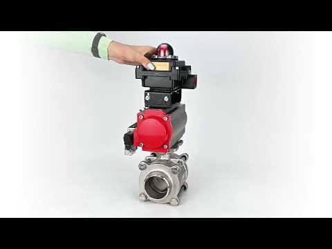 Ball valves Elephant BV3232P(3pc)-FP-W-ISO-H WDVF DN15-32 63 bar full bore, body - 316 stainless steel, seal - PTFE, for welding, with PA-SA pneumatic actuator, pneumatic distributor 4M310-08 24V, LSU APL-410N EX