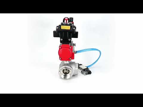 Ball valves Elephant BV3232P(4pc)-SP-3WL-T-ISO-H,  body material - Stainless steel AISI 316, seal - PTFE / PTFE / Teflon, with pneumatic actuator double action PA-DA, 4V320-08 220V, LSU APL-410N Ex, ATU AFC2000