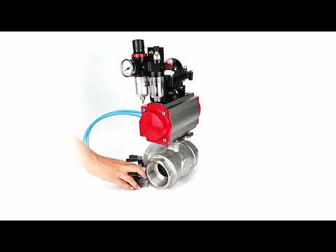 Ball valves Elephant BV3232P(4pc)-SP-3WL-T-ISO-H,  body material - Stainless steel AISI 316, seal - PTFE / PTFE / Teflon, with pneumatic actuator double action PA-DA, 4V320-08 220V, LSU APL-210N, ATU AFC2000