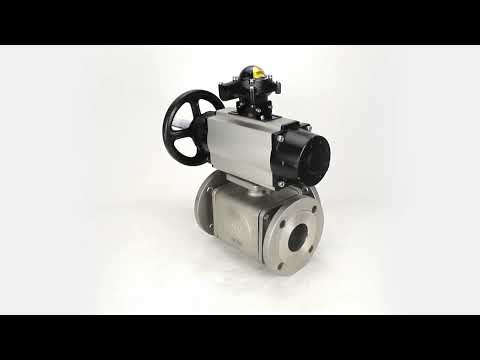 Ball valves Elephant BV3232P(4pc)-FP-3WL-F-ISO-H DN100 16 bar full bore, flanged, body - stainless steel SS316, ISO flange F10/F12, square 19x19, with double pneumatic actuator PA-DA-105-1 action, pneumatic distributor 4M310-08 220V and LSU APL-210N