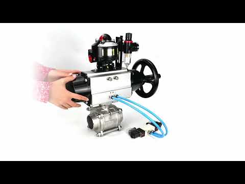 Ball valves Elephant BV3232P(3pc)-FP-W-ISO-H,  body material - Stainless steel AISI 316, seal - PTFE / PTFE / Teflon, with pneumatic actuator double action PA-DA-105-1, 4V320-08 220V, LSU APL-510N Ex, ATU AFC2000
