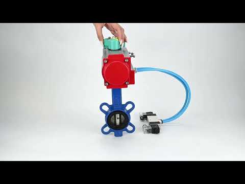 Water Butterfly Valve Elephant WBV1413E-2W-Fb-H DN40-300 16 bar body - GGG50 cast iron, disc - GGG40 cast iron, seal - EPDM, with pneumatic actuator PA-DA-XXX, pneumatic distributor 4V320-10 220V and ALS200D magnetic switch