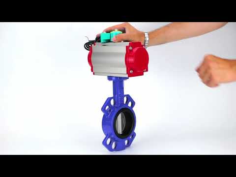 Water Butterfly Valve Elephant WBV1432E-2W-Fb-H DN40-300 16 bar body - GGG50 cast iron, disc - 316L stainless steel, seal - EPDM, with pneumatic actuator PA-DA-XXX, pneumatic distributor 4M310-08 NAMUR 220V and ALS200D magnetic switch