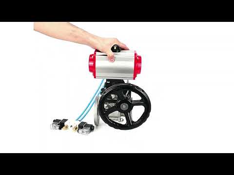 Ball valves Elephant BV3131P(3pc)-FP-F-ISO-H,  body material - Stainless steel AISI 304, seal - PTFE / PTFE / Teflon, with pneumatic actuator double action PA-DA, 4V320-10 220V, handwheel MON