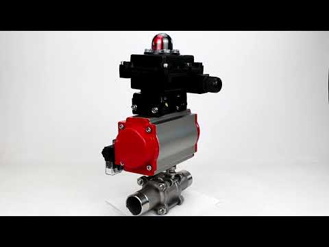 Vannes à boisseau sphérique Elephant BV3131P(3pc)-FP-W-ISO-H LONG DN10-150 passage intégral, corps - acier inoxydable 304, soudé, avec actionneur pneumatique PA-DA, distributeur pneumatique 4M310-08 24V et bloc de fin de course APL-410N EX