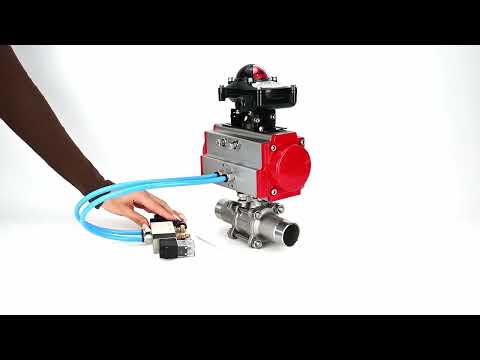 Vannes à boisseau sphérique Elephant BV3131P(3pc)-FP-W-ISO-H LONG DN10-150 passage intégral, corps - acier inoxydable 304, à souder, avec actionneur pneumatique PA-DA, distributeur pneumatique 4V320-08 220V et bloc de fin de course APL -210N