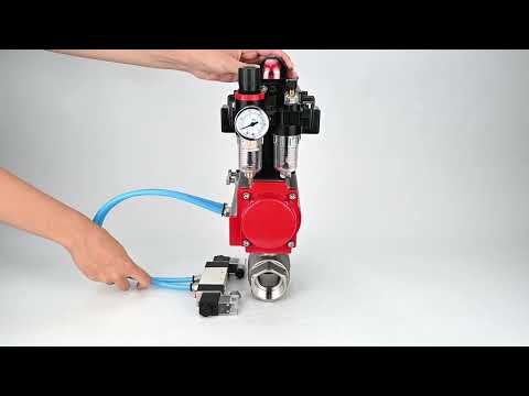Ball valves Elephant BV3232P(2pc)-FP-T-ISO-H 16 bar, full bore coupling, stainless steel SS316, seal - PTFE, with double-acting PA-DA pneumatic actuator, with pneumatic distributor 4V320-08 220V, with LSU APL -410N EX, with ATU AFC2000
