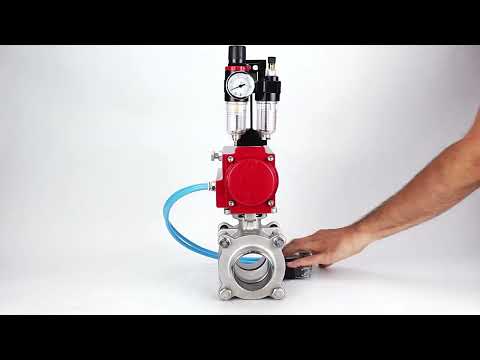Ball valves Elephant BV3232P(3pc)-FP-W-ISO-H WDVF DN15-32 63 bar full bore, body - 316 stainless steel, seal - PTFE, for welding, with PA-DA pneumatic actuator, pneumatic distributor 4V320-10 220V, ATU AFC2000