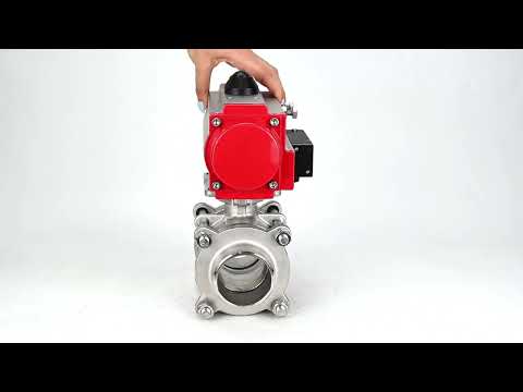 Ball valves Elephant BV3232P(3pc)-FP-W-ISO-H WDVF DN15-32 63 bar full bore, body - 316 stainless steel, seal - PTFE, for welding, with PA-SA pneumatic actuator, pneumatic distributor 4M310-08 220V