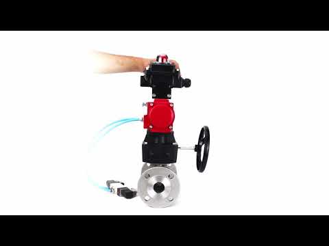 Ball valves Elephant BV3131P(3pc)-FP-F-ISO-H,  body material - Stainless steel AISI 304, seal - PTFE / PTFE / Teflon, with pneumatic actuator double action PA-DA, 4V320-10 220V, LSU APL-410N Ex, handwheel MON