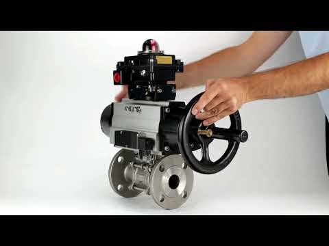 Ball valves Elephant BV3232P(3pc)-FP-F-ISO-H DN65-100 25/40 bar flanged with ISO flange, body - 316 stainless steel, full bore, seal - PTFE, with pneumatic drive PA-DA-105-1, pneumatic distributor 4M310-08 220V, LSU APL-410N Ex