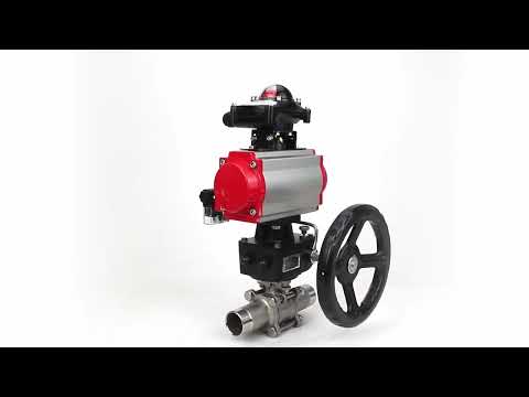 Ball valves Elephant BV3131P(3pc)-FP-W-ISO-H LONG DN50-150 full bore, body - stainless steel 304, for welding, with PA-DA pneumatic actuator, pneumatic distributor 4M310-08 220V, MON gearbox and block limit switches APL-210N