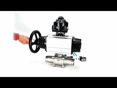 Ball valves Elephant BV3232P(3pc)-FP-W-ISO-H LONG,  body material - Stainless steel AISI 316, seal - PTFE / PTFE / Teflon, with pneumatic actuator double action PA-DA-105-1, 4V320-08 220V, LSU APL-510N Ex