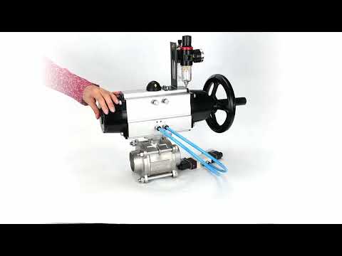 Ball valves Elephant BV3232P(3pc)-FP-W-ISO-H,  body material - Stainless steel AISI 316, seal - PTFE / PTFE / Teflon, with pneumatic actuator double action PA-DA-105-1, 4V320-08 220V, ATU AFC2000