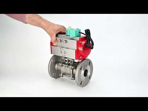 Ball valves Elephant BV3232P(3pc)-FP-F-ISO-H DN15-100 16/40 bar full-bore three-piece, flanged, 316 stainless steel, seal - PTFE, with pneumatic actuator PA-SA and ALS200D magnetic switch