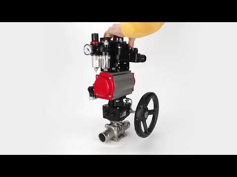 Robinets à boisseau sphérique Elephant BV3232P(3pc)-FP-W-ISO-H LONG DN50-150 passage intégral, corps - acier inoxydable 316, à souder, avec actionneur pneumatique PA-DA, distributeur pneumatique 4M310-08 220V, réducteur MON, BKV APL-410N EX et BPV AFC2000