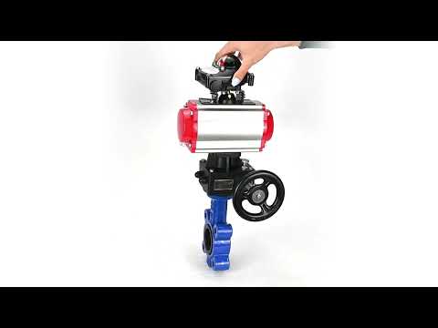 Vanne papillon d'eau Elephant WBV1616N-2W-Fb-H, matériau du corps - fonte QT450, matériau du disque - fonte QT450, joint - NBR, actionneur pneumatique PA-DA double action, 4M310-08 220V, BKV APL-210N, volant MON