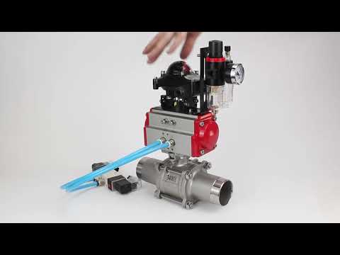 Vannes à boisseau sphérique Elephant BV3131P(3pc)-FP-W-ISO-H LONG DN10-150 passage intégral, corps - acier inoxydable 304, à souder, avec actionneur pneumatique PA-DA, distributeur pneumatique 4V320-10 220V, BKV APL-210N et GSV AFC2000