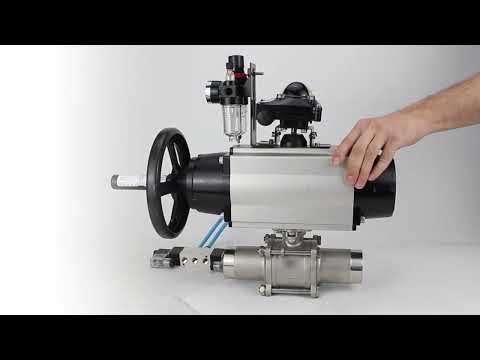 Ball valves Elephant BV3232P(3pc)-FP-W-ISO-H LONG,  body material - Stainless steel AISI 316, seal - PTFE / PTFE / Teflon, with pneumatic actuator double action PA-DA-105-1, 4V320-10 220V, LSU APL-210N, ATU AFC2000