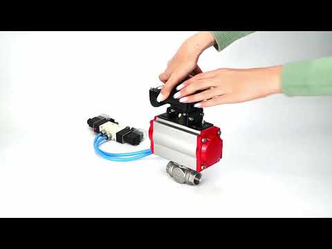 Ball valves Elephant BV3232P(4pc)-SP-3WL-T-ISO-H,  body material - Stainless steel AISI 316, seal - PTFE / PTFE / Teflon, with pneumatic actuator double action PA-DA, 4V320-10 220V, LSU APL-210N