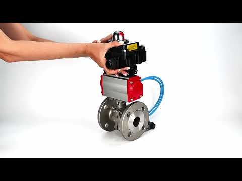 Ball valves Elephant BV3232P(2pc)-FP-F-ISO-H DN15-300 16 bar/16, full bore flanged, stainless steel SS316, seal - PTFE, with pneumatic actuator PA-SA with return springs, with pneumatic distributor 4V320-08 220V, with LSU APL-410N EX