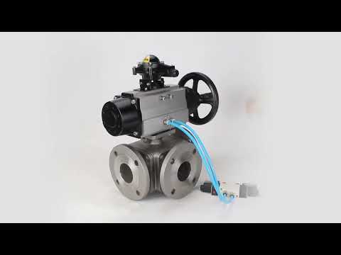 Ball valves Elephant BV3232P(4pc)-FP-3WL-F-ISO-H DN100 16 bar full bore, flanged, body - stainless steel SS316, ISO flange F10/F12, square 19x19, with double pneumatic actuator PA-DA-105-1 action, pneumatic distributor 4V320-8 220V and LSU APL-410N EX