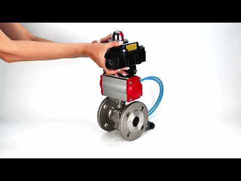 Ball valves Elephant BV3232P(2pc)-FP-F-ISO-H DN15-300 16 bar/16, full bore flanged, stainless steel SS316, seal - PTFE, with pneumatic actuator PA-DA double acting, with pneumatic distributor 4V320-10 220V, with LSU APL-410N EX