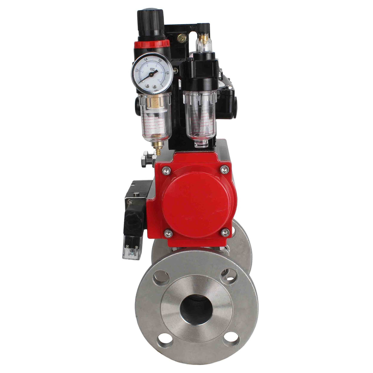 Válvula de bola de acero inoxidable Elephant ksfpt-316-180-da-4m310-110/220v-apl210n-afc2000, material del cuerpo - acero inoxidable AISI 316, material de la bola - acero inoxidable AISI 316, sello - PTFE, actuador neumático operado