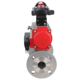 Válvula de bola de acero inoxidable Elephant ksfpt-316-180-sa-4m310-24v-apl210n, material del cuerpo - acero inoxidable AISI 316, material de la bola - acero inoxidable AISI 316, sello - PTFE, actuador neumático operado