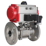 Válvula de bola de acero inoxidable Elephant ksfpt-316-180-da-4m310-110/220v, material del cuerpo - acero inoxidable AISI 316, material de la bola - acero inoxidable AISI 316, sello - PTFE, actuador neumático operado