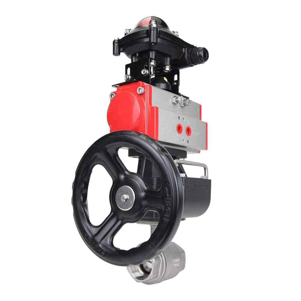 Válvula de bola de acero inoxidable Elephant kshmp316-elephant-da-apl210n-hdm, material del cuerpo - acero inoxidable AISI 316, material de la bola - acero inoxidable AISI 316, sello - PTFE, actuador neumático operado