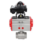 Válvula de bola de acero inoxidable Elephant BVMP.316.230-ISO 914 PSI, roscada, paso completo, material del cuerpo - acero inoxidable AISI 316, con actuador neumático de doble efecto Elephant DA, bloque de interruptores de límite APL-410N EX