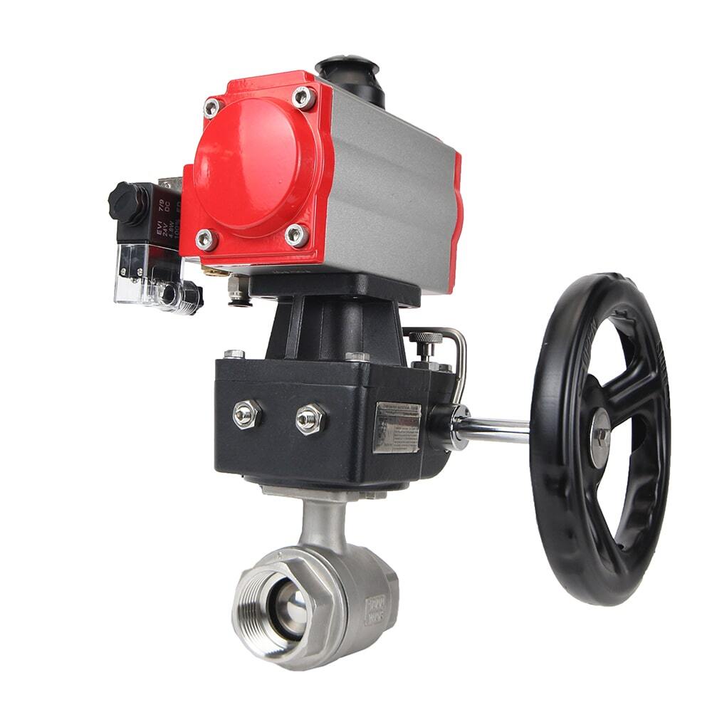 Válvula de bola de acero inoxidable Elephant kshmp316-elephant-da-4m310-24-hdm, material del cuerpo - acero inoxidable AISI 316, material de la bola - acero inoxidable AISI 316, sello - PTFE, actuador neumático operado