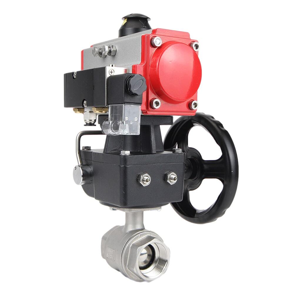 Válvula de bola de acero inoxidable Elephant kshmp316-elephant-da-4m310-24-hdm, material del cuerpo - acero inoxidable AISI 316, material de la bola - acero inoxidable AISI 316, sello - PTFE, actuador neumático operado