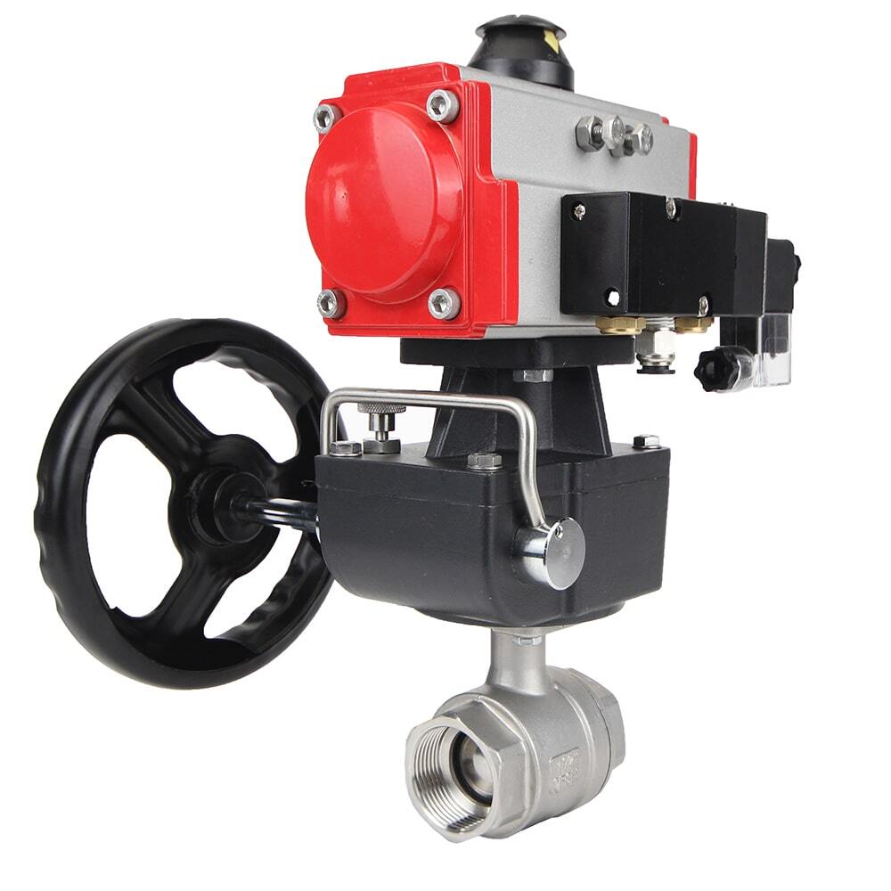 Válvula de bola de acero inoxidable Elephant kshmp316-elephant-da-4m310-24-hdm, material del cuerpo - acero inoxidable AISI 316, material de la bola - acero inoxidable AISI 316, sello - PTFE, actuador neumático operado