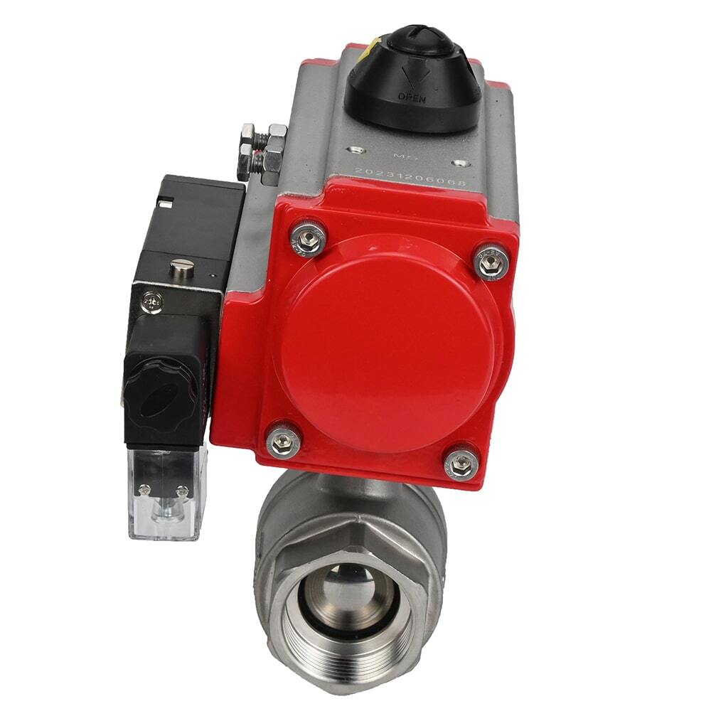Válvula de bola de acero inoxidable Elephant kshmp316-elephant-sa-4m310-110/220v, material del cuerpo - acero inoxidable AISI 316, material de la bola - acero inoxidable AISI 316, sello - PTFE, actuador neumático operado