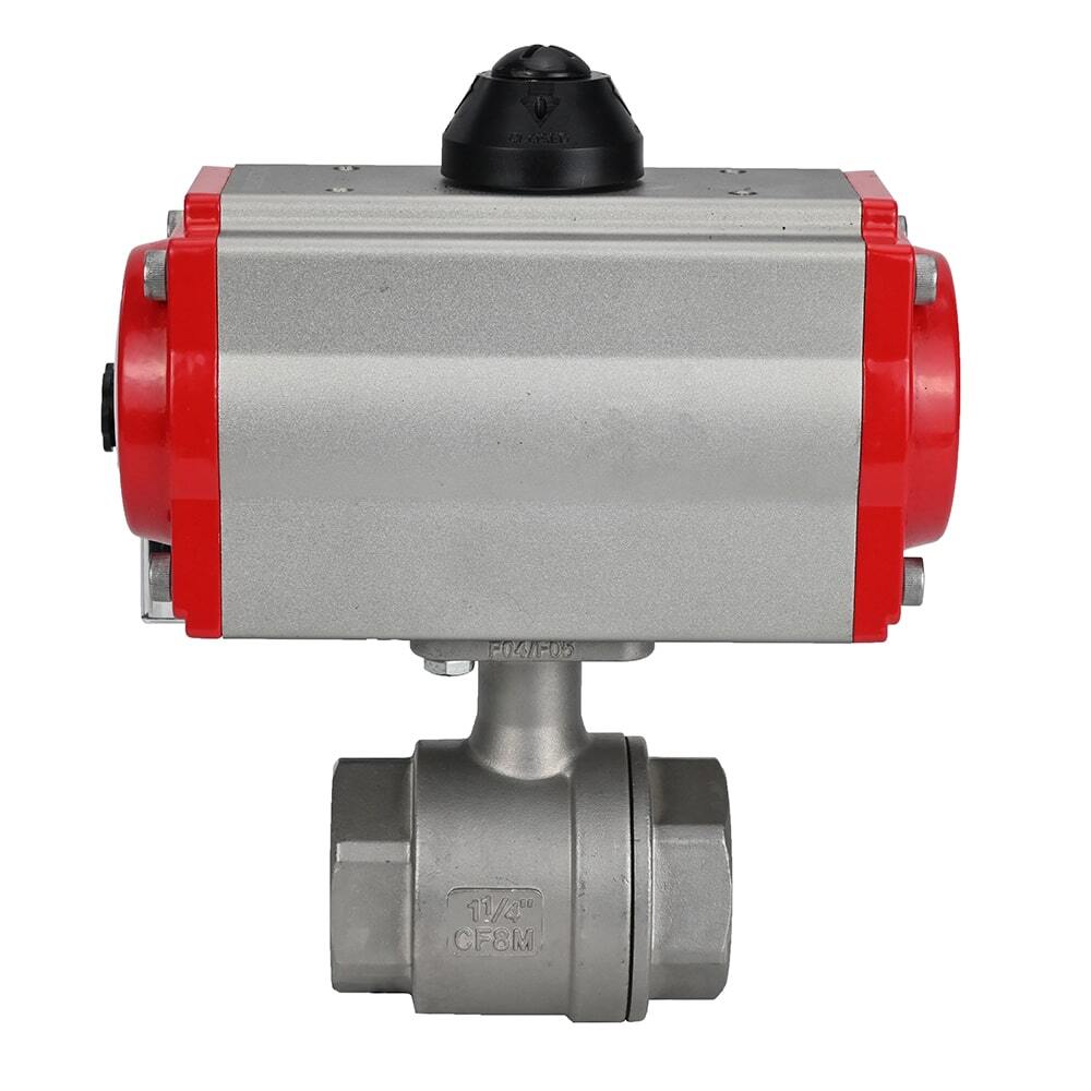 Válvula de bola de acero inoxidable Elephant kshmp316-elephant-sa-4m310-110/220v, material del cuerpo - acero inoxidable AISI 316, material de la bola - acero inoxidable AISI 316, sello - PTFE, actuador neumático operado